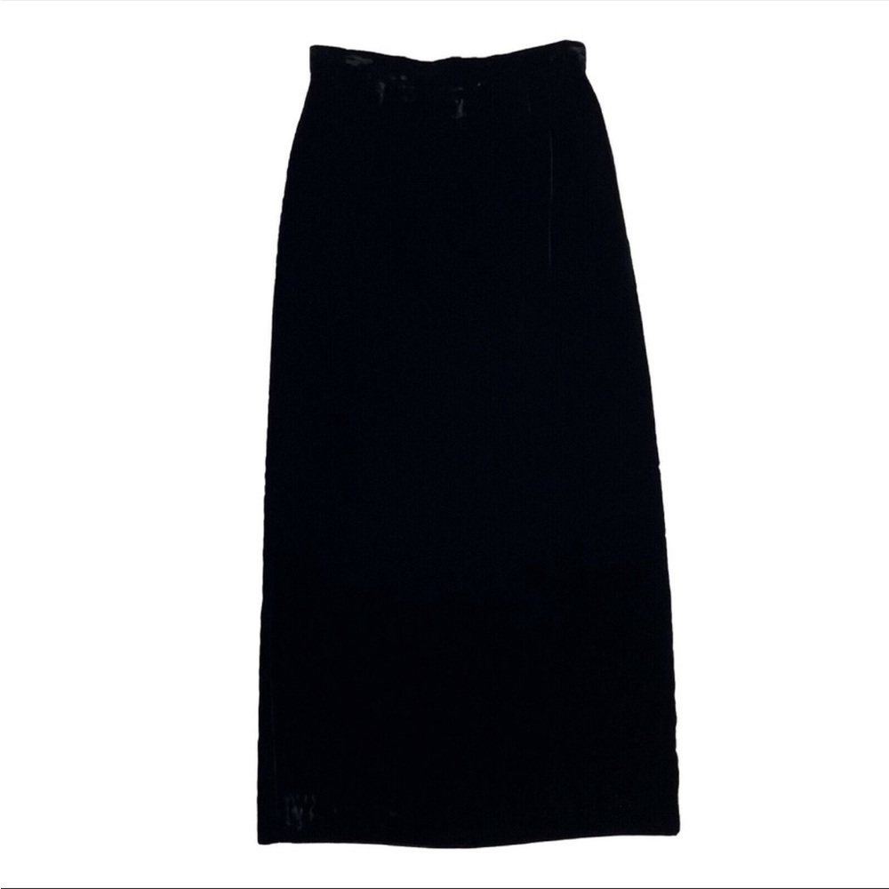 Oleg Cassini Women’s Size 8 Black Velvet Vintage Slit Back High WaistMaxiSkirt🪼